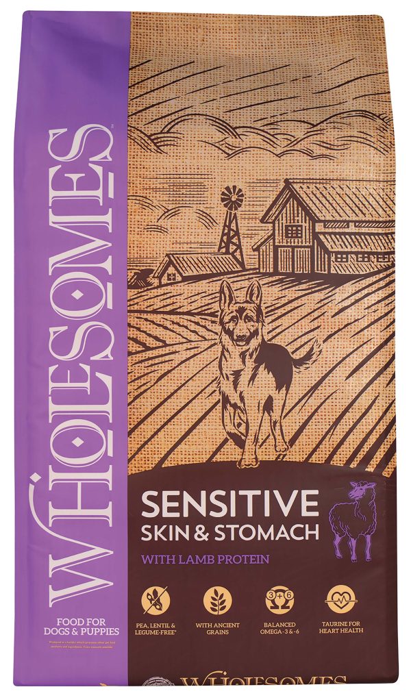 Wholesomes Sensitive Skin & Stomach with Lamb Protein Dry Dog Food 30 lb Hot on Sale