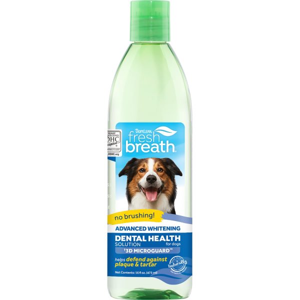 TropiClean Fresh Breath Advanced Whitening Dental Health Solution for Dogs, 16oz Sale