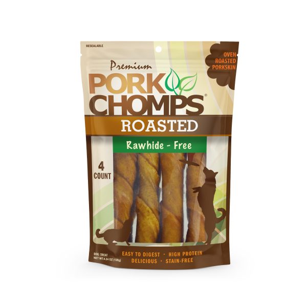 Pork Chomps 6-inch Roasted Twists, 4 count Dog Chews Online now